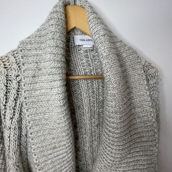 YIGAL AZROUEL Chunky Knit Merino Draped Front Cardi Sweater Women S OVERSIZE - Picture 11 of 15